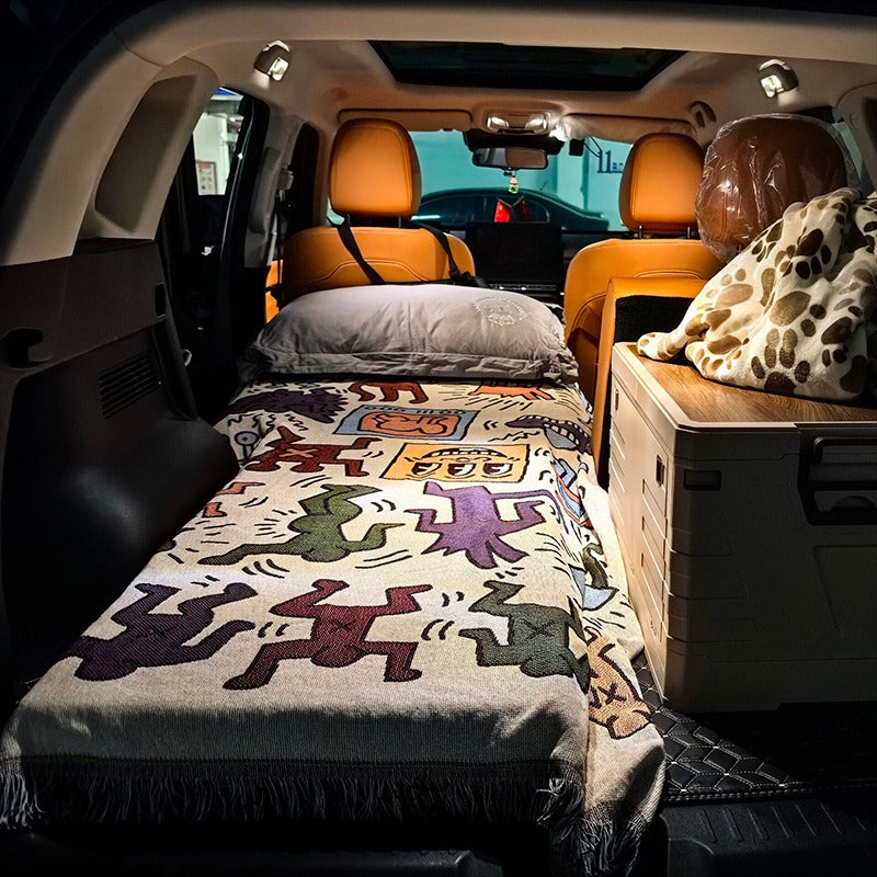 Car Camping Knitted Blanket | Road Trip & Trunk Leisure Mat.