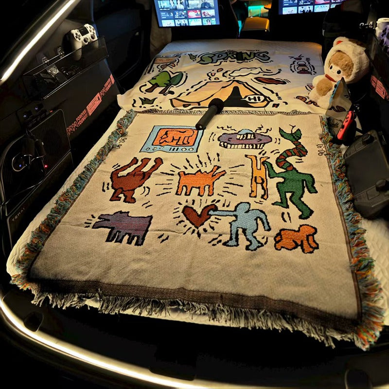 Car Camping Knitted Blanket | Road Trip & Trunk Leisure Mat.