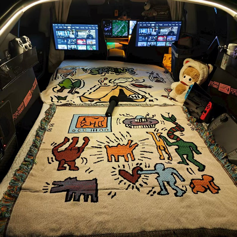 Car Camping Knitted Blanket | Road Trip & Trunk Leisure Mat.