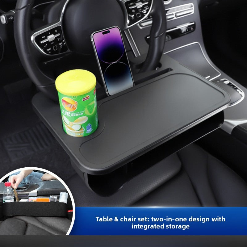 Car Steering Wheel Desk Table | Multi-Function In-Car Food Tray & Laptop Stand.