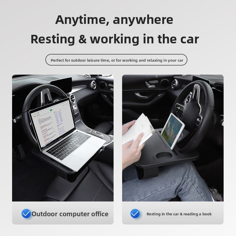 Car Steering Wheel Desk Table | Multi-Function In-Car Food Tray & Laptop Stand.