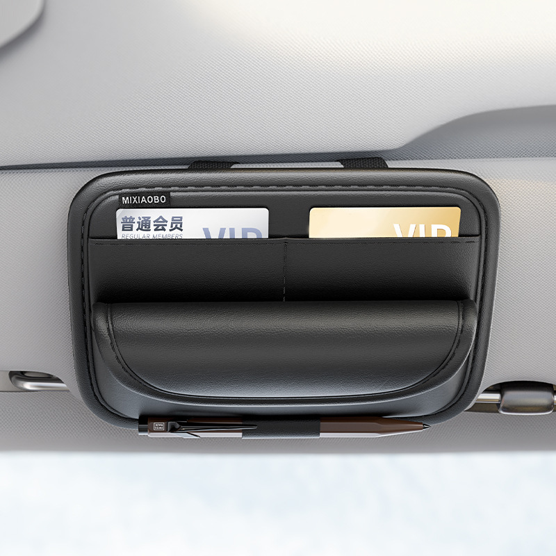Leather Car Sun Visor Sunglasses Holder | Glasses & Card Organizer.