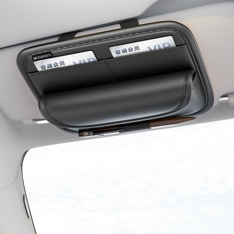 Leather Car Sun Visor Sunglasses Holder | Glasses & Card Organizer.