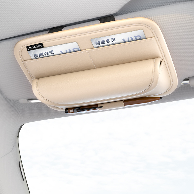 Leather Car Sun Visor Sunglasses Holder | Glasses & Card Organizer.