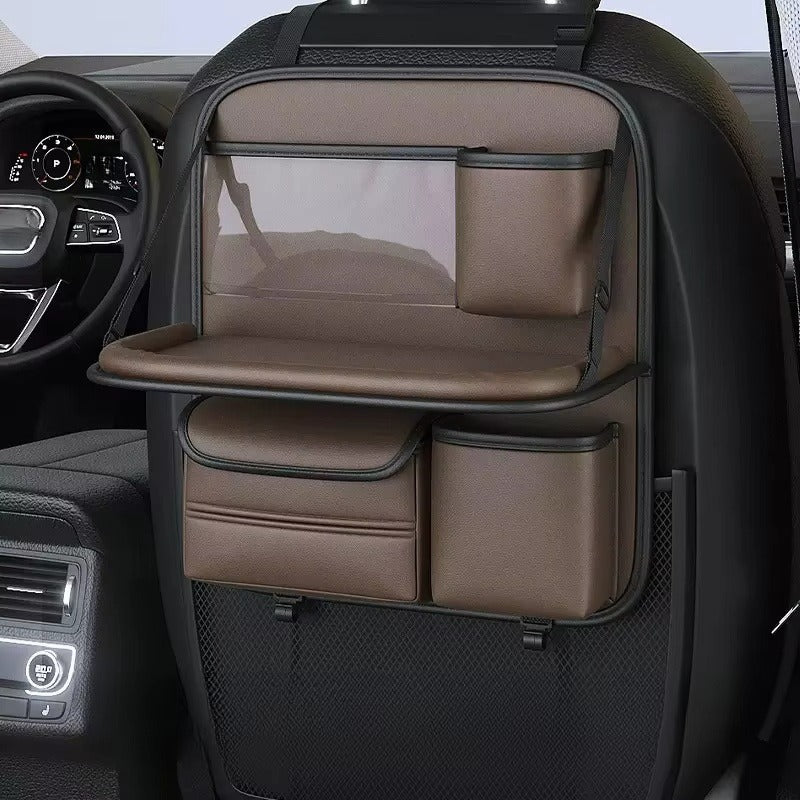 Car Seat Back Storage Organizer with Foldable Rear Tray.