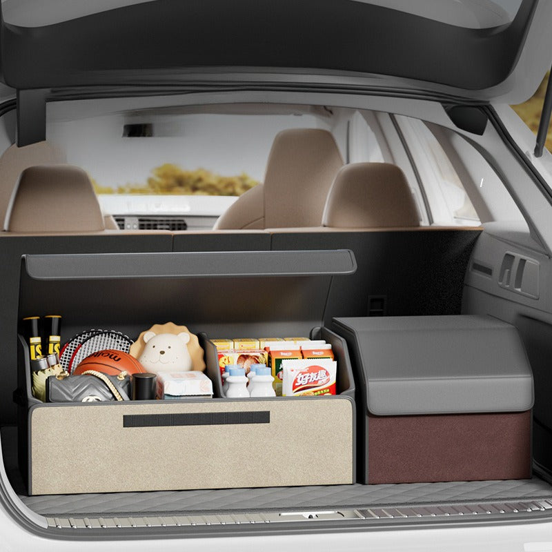 Foldable Leather Car Trunk Storage Box.
