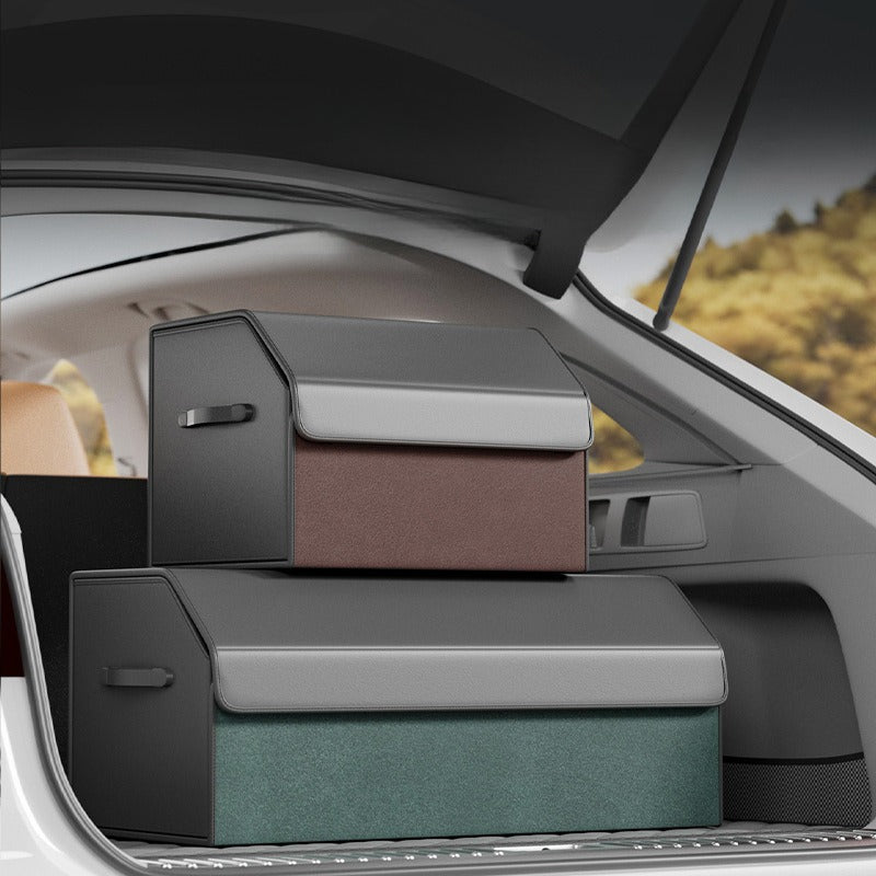 Foldable Leather Car Trunk Storage Box.