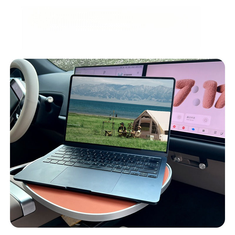 Multifunctional Floating Car Table – 360° Adjustable Camping & In-Car Desk.