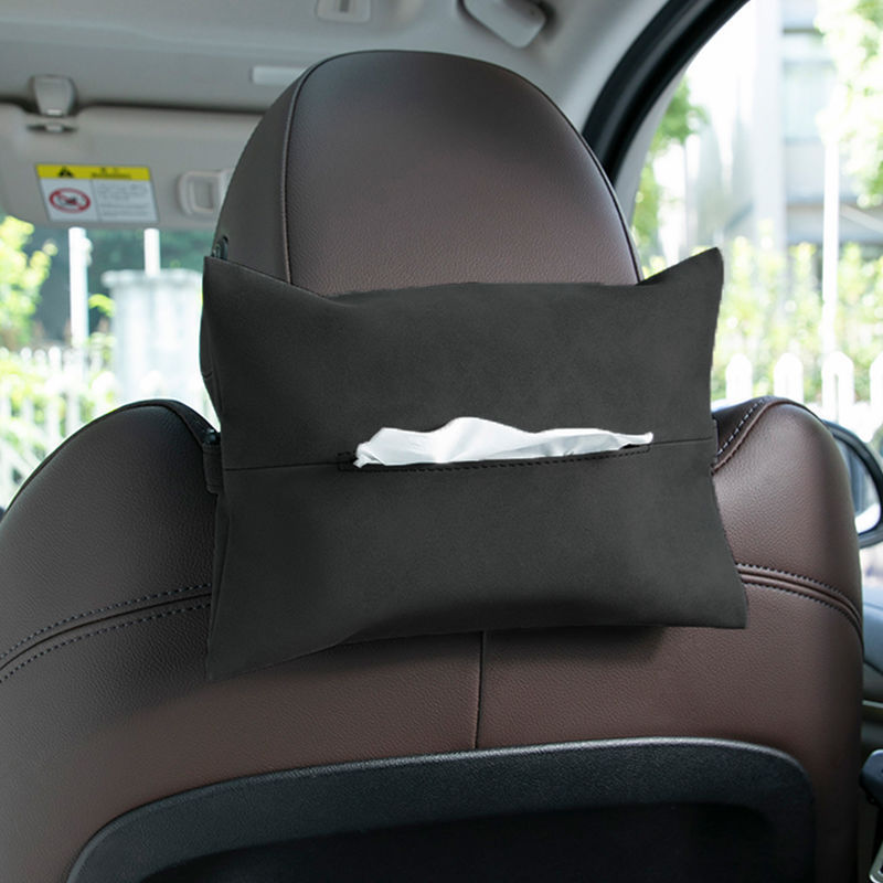 Suede Car Tissue Holder | Soft Interior Decoration Tissue Bag.