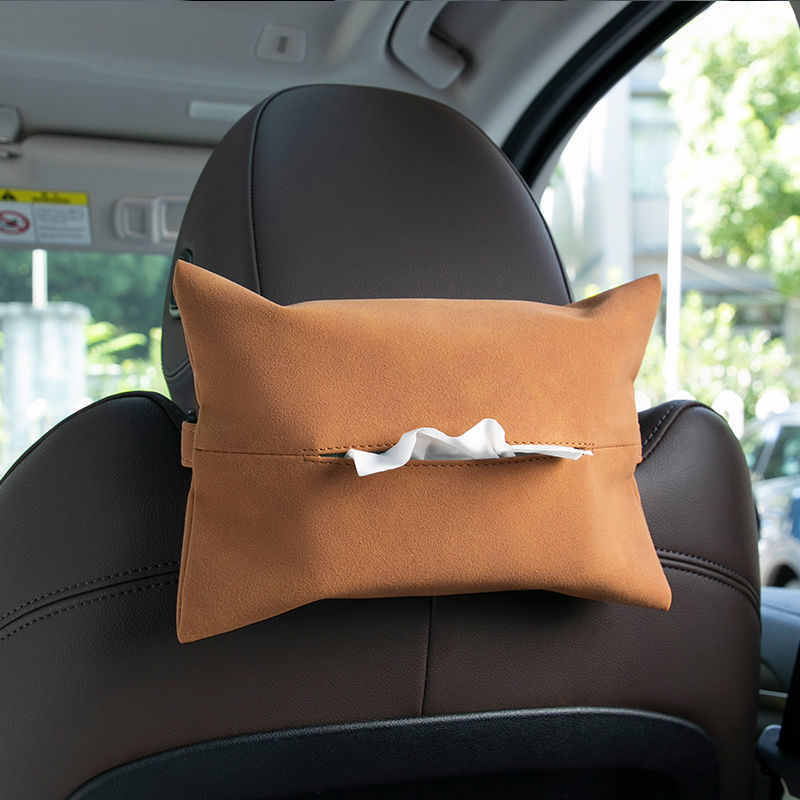 Suede Car Tissue Holder | Soft Interior Decoration Tissue Bag.